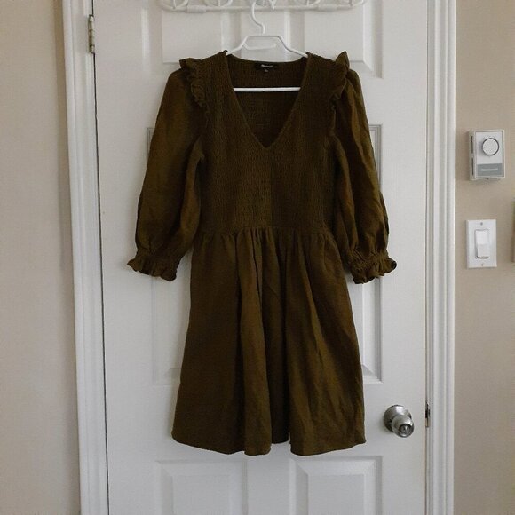 Madewell Women's Olive Green Flannel Lucie Mini Dress XS - Picture 4 of 16